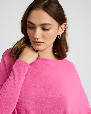 Relaxed Crepe Convertible Dolman Long Sleeve Sweater