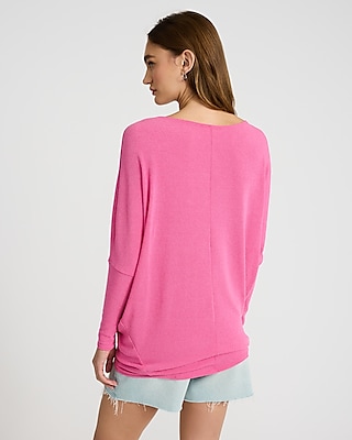 Relaxed Crepe Convertible Dolman Long Sleeve Sweater