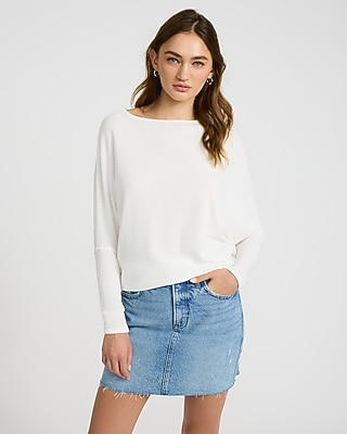 Relaxed Crepe Convertible Dolman Long Sleeve Sweater