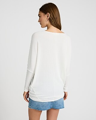 Relaxed Crepe Convertible Dolman Long Sleeve Sweater