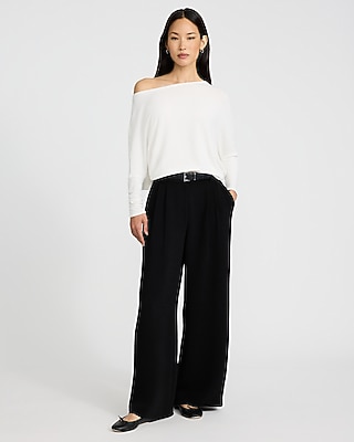 Relaxed Crepe Convertible Dolman Long Sleeve Sweater