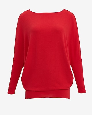 Relaxed Crepe Convertible Dolman Long Sleeve Sweater