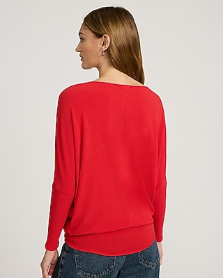 Relaxed Crepe Convertible Dolman Long Sleeve Sweater