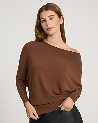 Relaxed Crepe Convertible Dolman Long Sleeve Sweater
