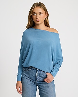 Relaxed Crepe Convertible Dolman Long Sleeve Sweater
