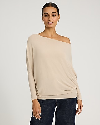 Relaxed Crepe Convertible Dolman Long Sleeve Sweater