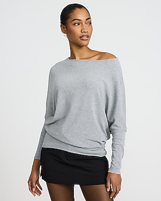 Relaxed Crepe Convertible Dolman Long Sleeve Sweater