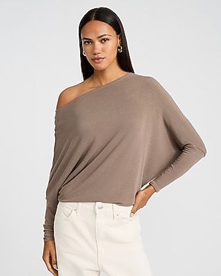 Relaxed Crepe Convertible Dolman Long Sleeve Sweater