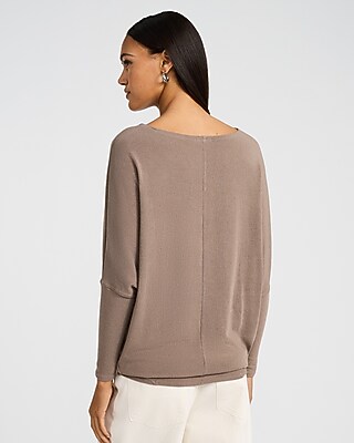 Relaxed Crepe Convertible Dolman Long Sleeve Sweater