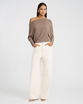 Relaxed Crepe Convertible Dolman Long Sleeve Sweater
