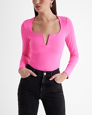 NWT Express Body Contour Bodysuit Pink High Compression Matte Scoop Neck  Thong