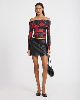 Mesh Off The Shoulder Long Sleeve Top