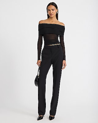 Mesh Off The Shoulder Long Sleeve Top - thumbnail 6