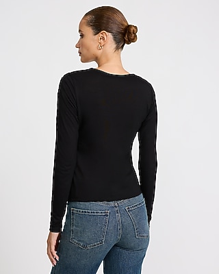 Crew Neck Draped Long Sleeve Top - thumbnail 6
