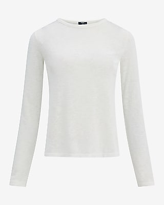 Sheer Jersey Crew Neck Long Sleeve Tee | Express