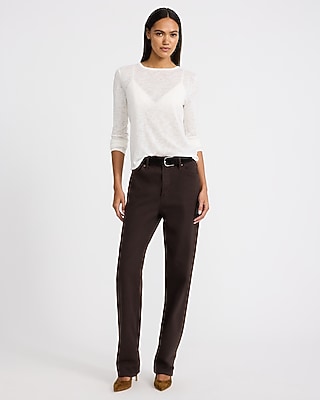 Sheer Jersey Crew Neck Long Sleeve Tee | Express