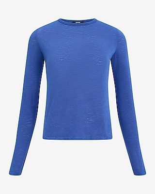 Sheer Jersey Crew Neck Long Sleeve Tee