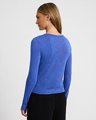 Sheer Jersey Crew Neck Long Sleeve Tee