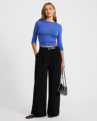Sheer Jersey Crew Neck Long Sleeve Tee