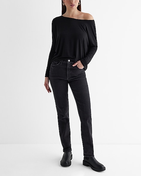 Relaxed Off The Shoulder Long Sleeve London Tee | Express Relaxed Off The Shoulder Long Sleeve London Tee | Express