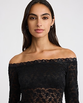 Lace Off The Shoulder Long Sleeve Top