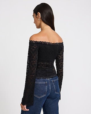 Lace Off The Shoulder Long Sleeve Top