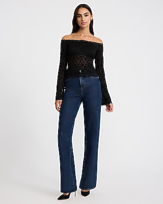 Lace Off The Shoulder Long Sleeve Top
