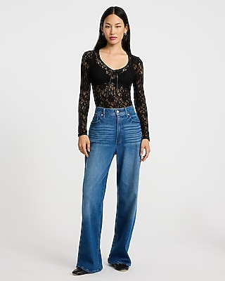 Lace V-Neck Long Sleeve Bow Tee - image 4