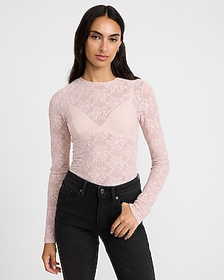 Lace Crew Neck Long Sleeve Bodysuit