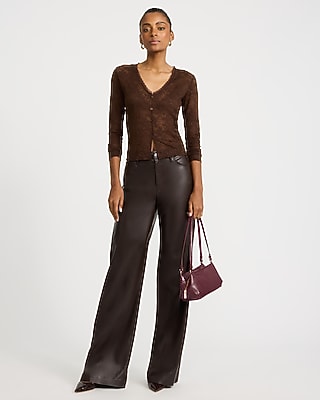 Sheer Floral Lace V-Neck Button Front Top - thumbnail 4