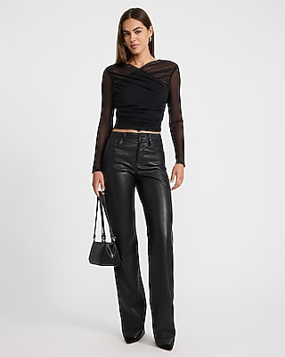 Mesh Crossover Long Sleeve Top