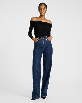 Mesh Sleeved Off The Shoulder Ruched Bodysuit