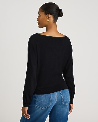Relaxed Crepe Convertible Dolman Long Sleeve Sweater