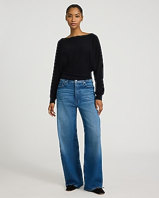 Relaxed Crepe Convertible Dolman Long Sleeve Sweater