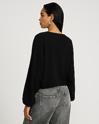 Textured Crew Neck Dolman Long Sleeve Tee