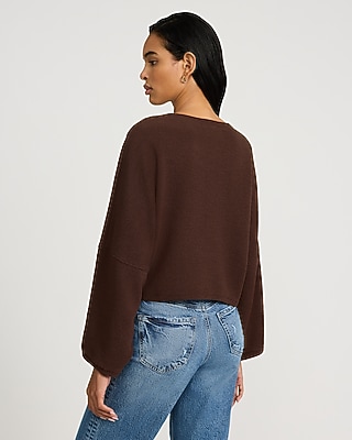 Textured Crew Neck Dolman Long Sleeve Tee