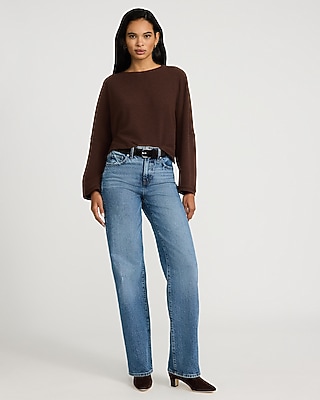 Textured Crew Neck Dolman Long Sleeve Tee