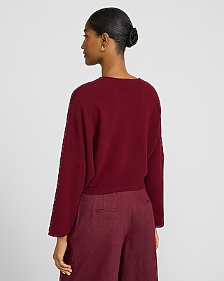 Textured Crew Neck Dolman Long Sleeve Tee