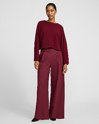 Textured Crew Neck Dolman Long Sleeve Tee