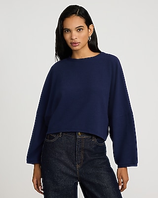 Textured Crew Neck Dolman Long Sleeve Tee