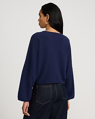 Textured Crew Neck Dolman Long Sleeve Tee