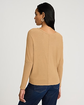 Ribbed Crew Neck Dolman Long Sleeve Tee - image 2