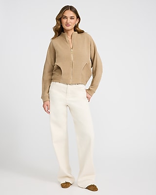 Ribbed Zip Front Jacket | Express