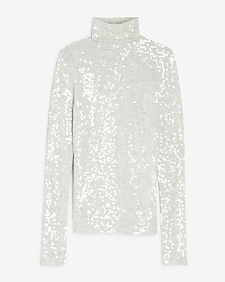 white sequin long sleeve top