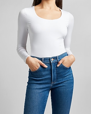 Body Contour Scoop Neck Double Layer Thong Bodysuit