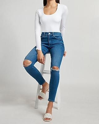 Body Contour Scoop Neck Double Layer Thong Bodysuit