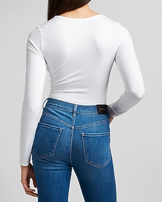 Body Contour Scoop Neck Double Layer Thong Bodysuit
