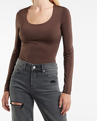 Body Contour Silky Scoop Neck Thong Bodysuit