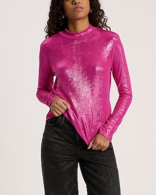 Shine Mock Neck Long Sleeve Tee