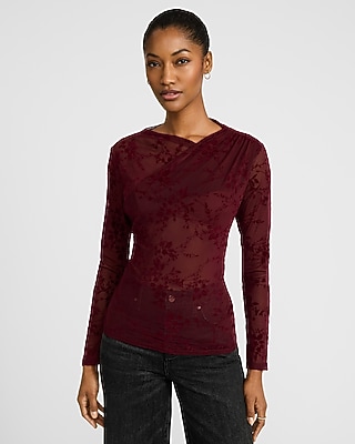 Sheer Lace Essential Shirt | Express